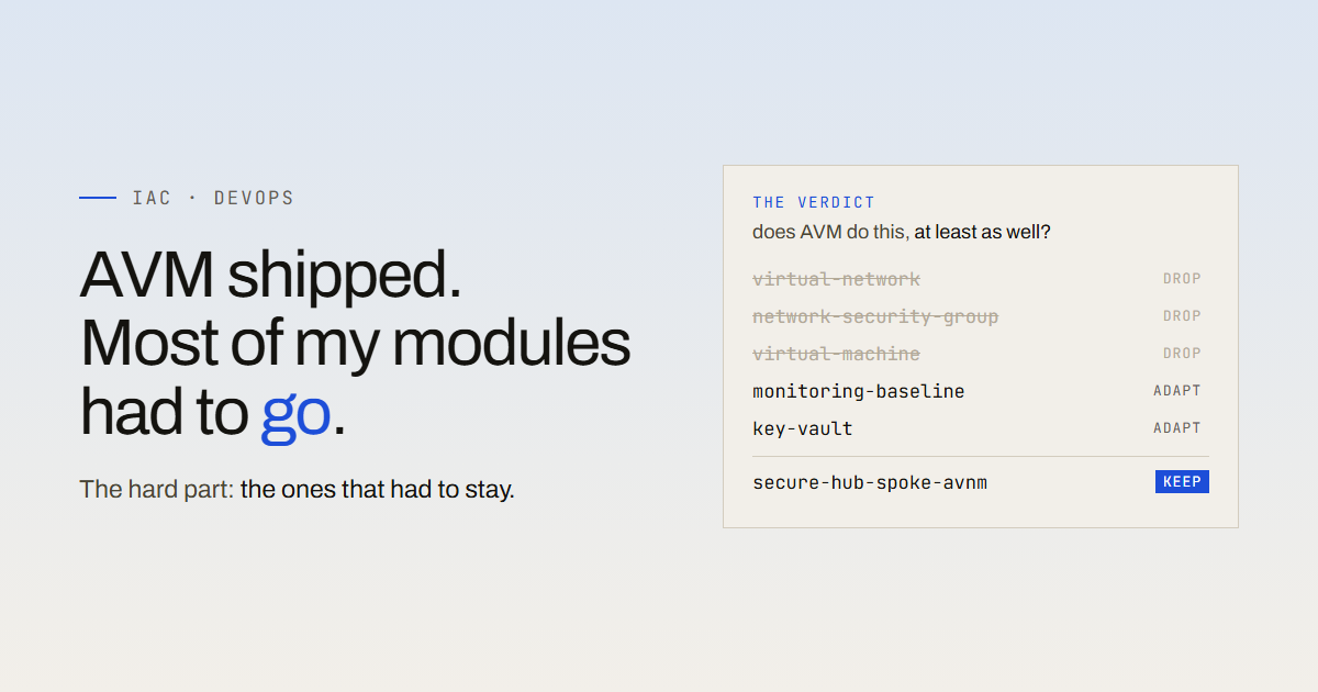When Azure Verified Modules appeared, I had to decide what of my own ...